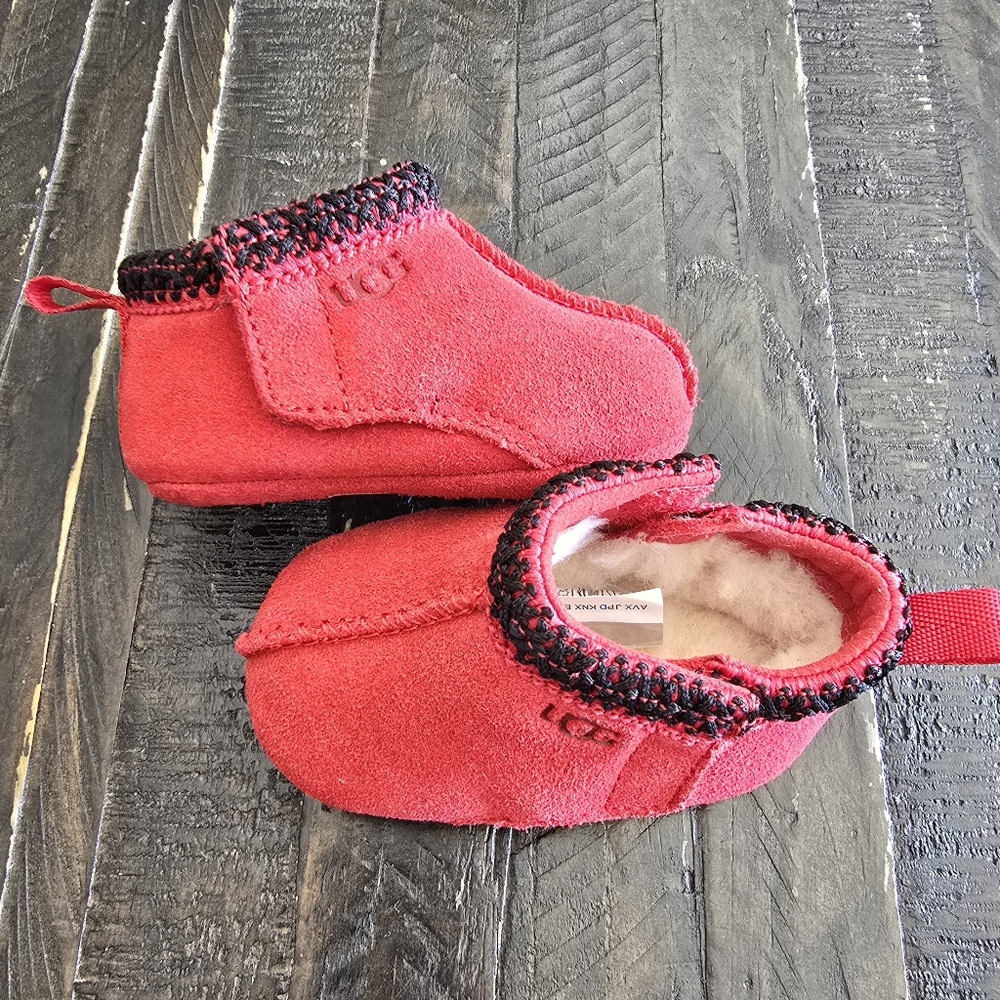 NEW Infant UGG Tasman Suede Bootie Slippers Samba Red Baby Shoes US 1